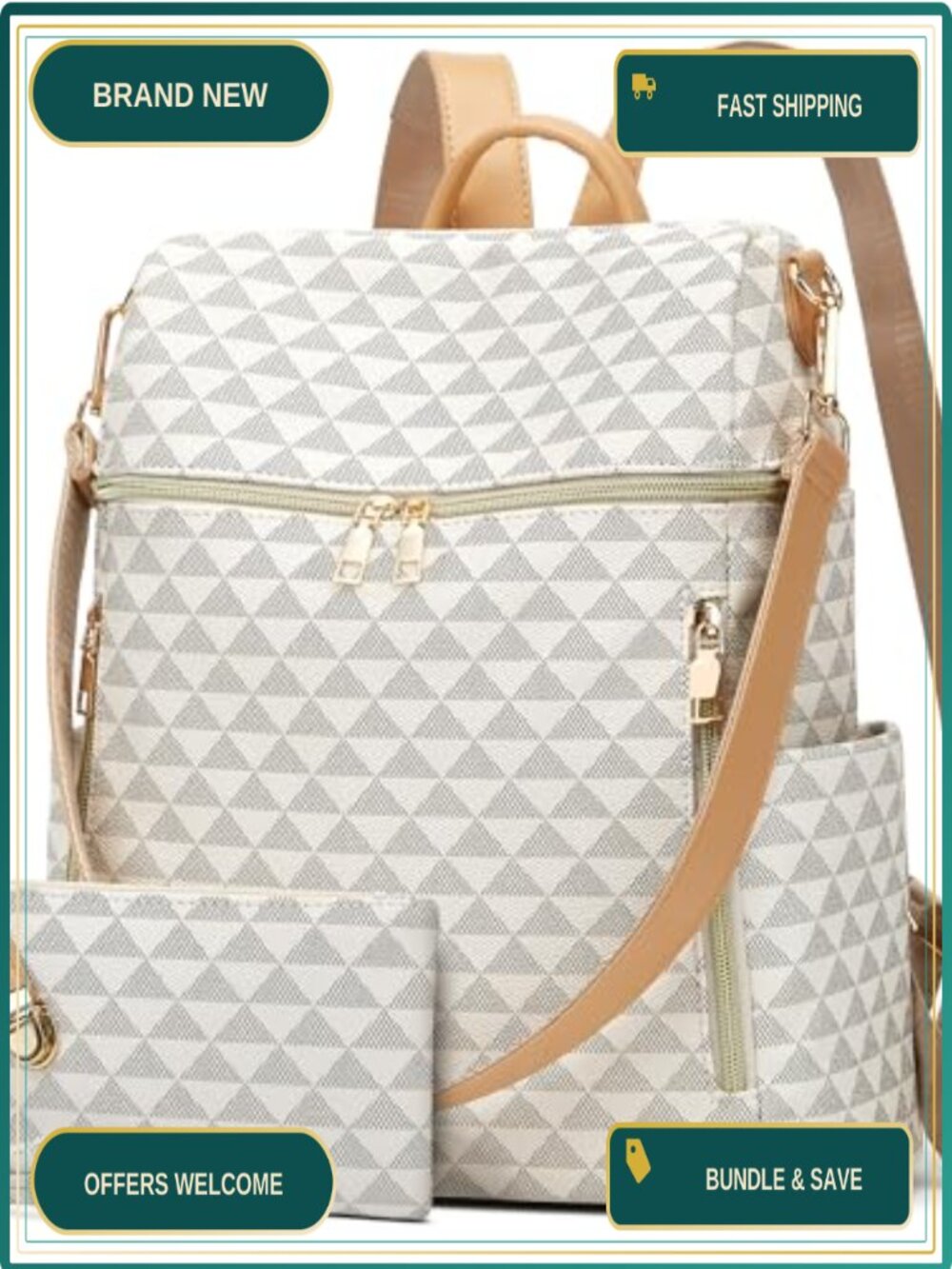 PU Leather Backpack Purse for Women Casual Travel Bag Fits 13" Laptop